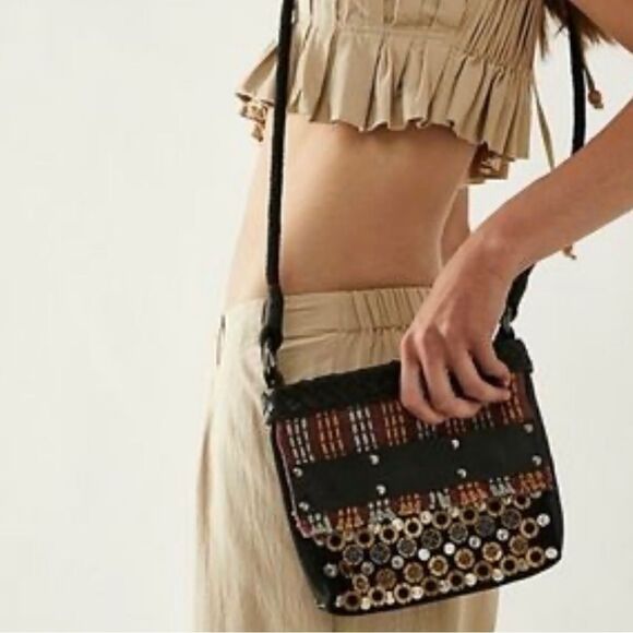 Free People Handbags - NWT  Free People woven leather
Bind embellished square crossbody bag $98